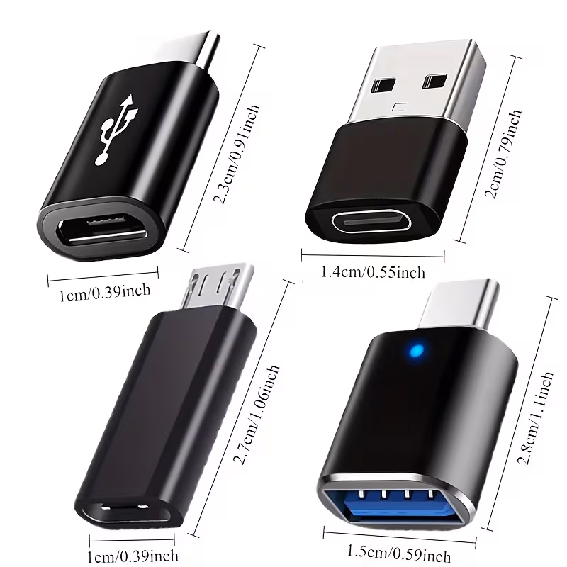 Adaptateurs USB-C 8pcs Métal USB 3.0 OTG, Micro USB vers USB-C